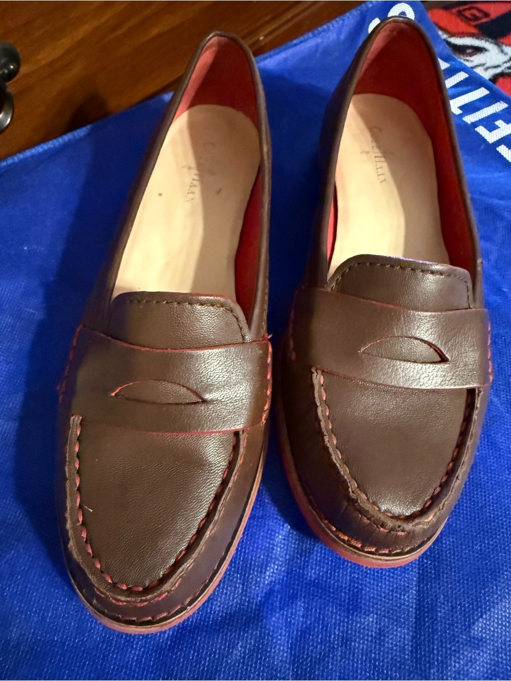 Cole Haan classic Brown Leather Penny Loafers - Women's Slip-On Dress Shoes.